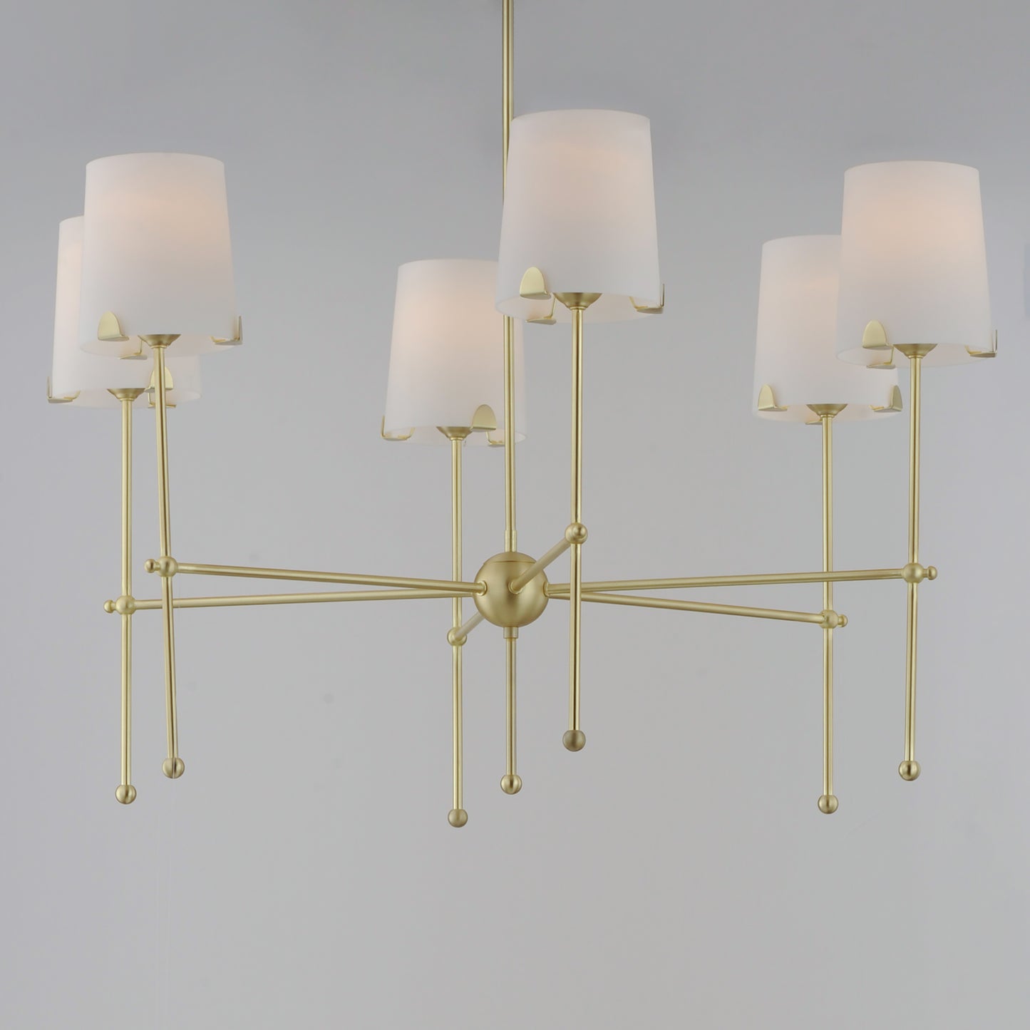 32366WTSBR - 6 Light Huntington 34" Chandelier - Satin Brass