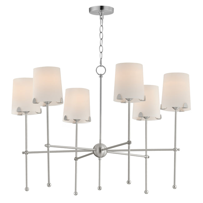 32366WTSN - 6 Light Huntington 34" Chandelier - Satin Nickel