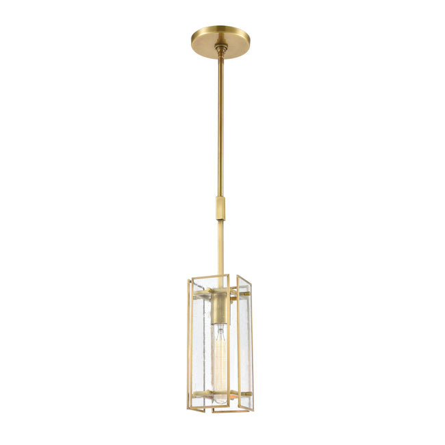 ELK Lighting 32381/1 - Hyde Park 5" Wide 1-Light Mini Pendant in Satin Brass with Seedy Glass