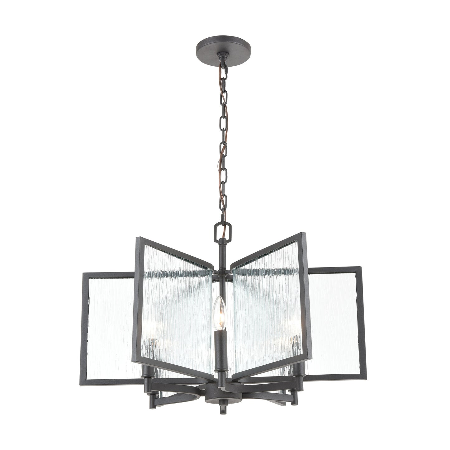 ELK Lighting 32421/6 - Inversion 25" Wide 6-Light Chandelier in Charcoal with Textured Clear Glass