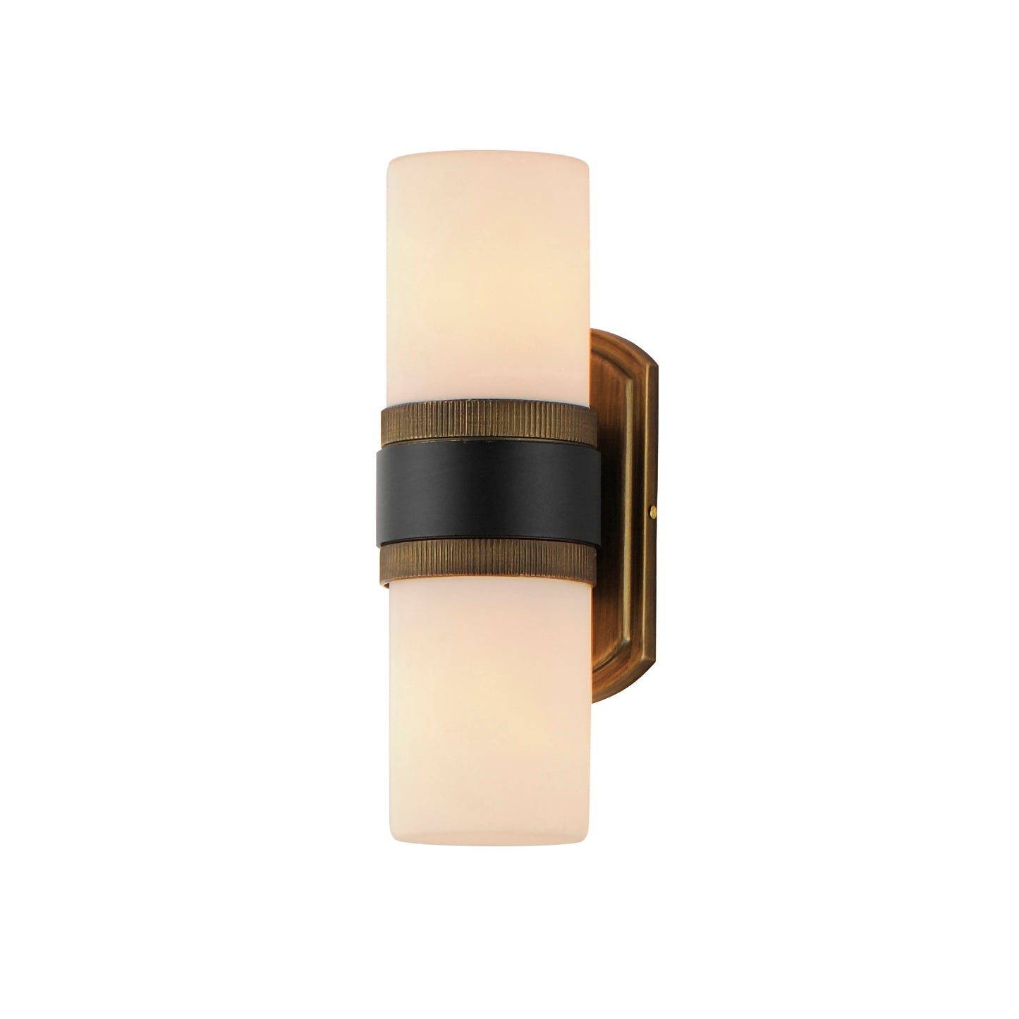 32651SWBKAB - Ruffles 14" Outdoor Wall Sconce - Black / Antique Brass