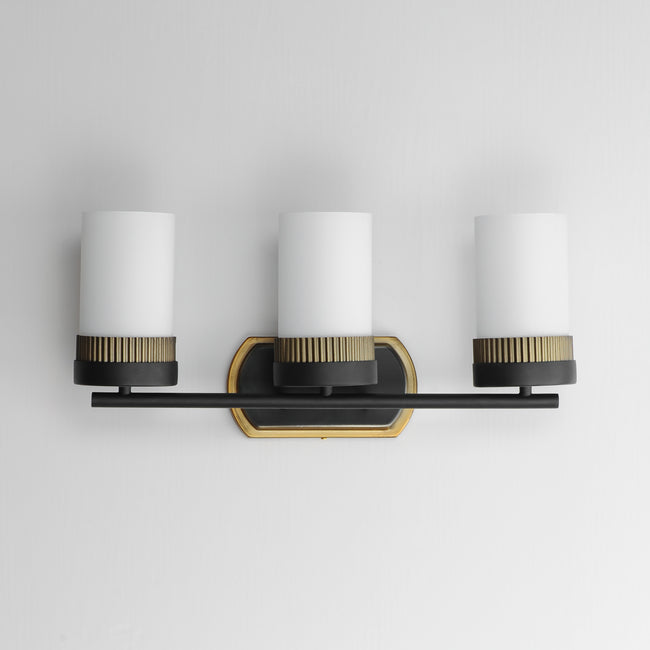 32652SWBKAB - 3 Light Ruffles 21" Vanity Light - Black / Antique Brass