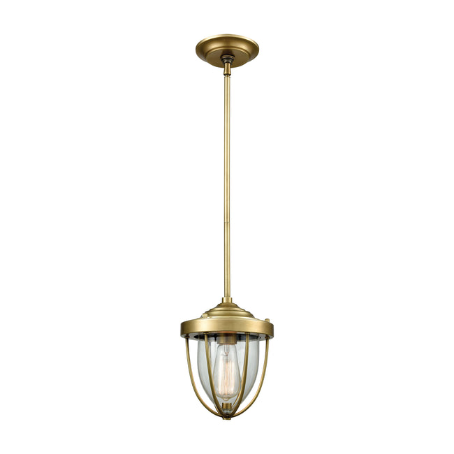 ELK Lighting 33120/1 - Sturgis 7" Wide 1-Light Mini Pendant in Satin Brass with Clear Blown Glass