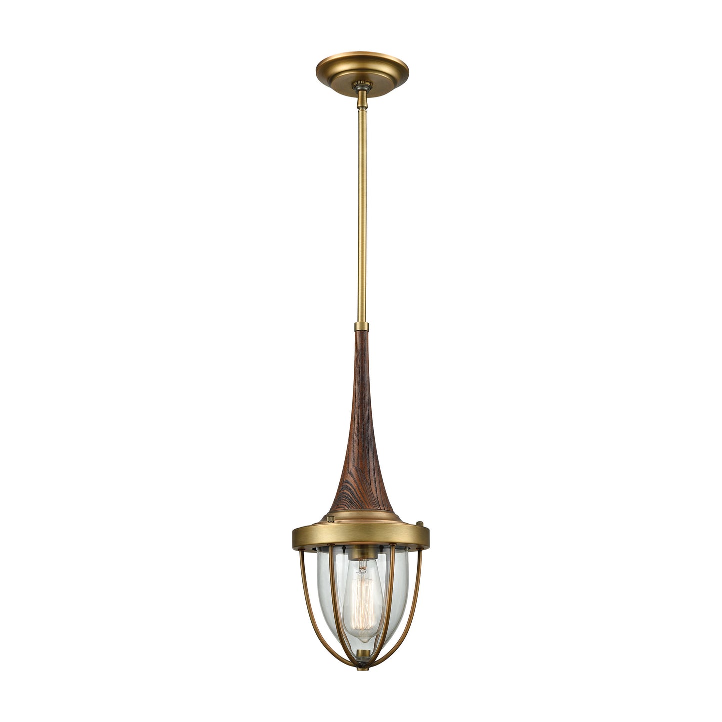 ELK Lighting 33140/1 - Sturgis 7" Wide 1-Light Mini Pendant in Brushed Antique Brass with Clear Blow