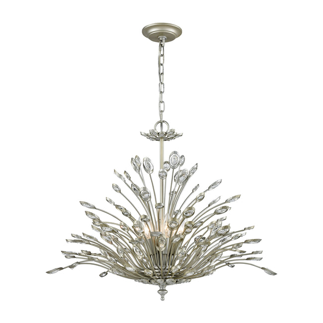 ELK Lighting 33184/6 - Mullica 28" Wide 6-Light Chandelier in Aged Silver with Crystal