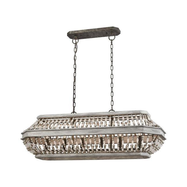 ELK Lighting 33192/6 - Summerton 39" Wide 6-Light Linear Chandelier in Washed Gray and Malted Rust w