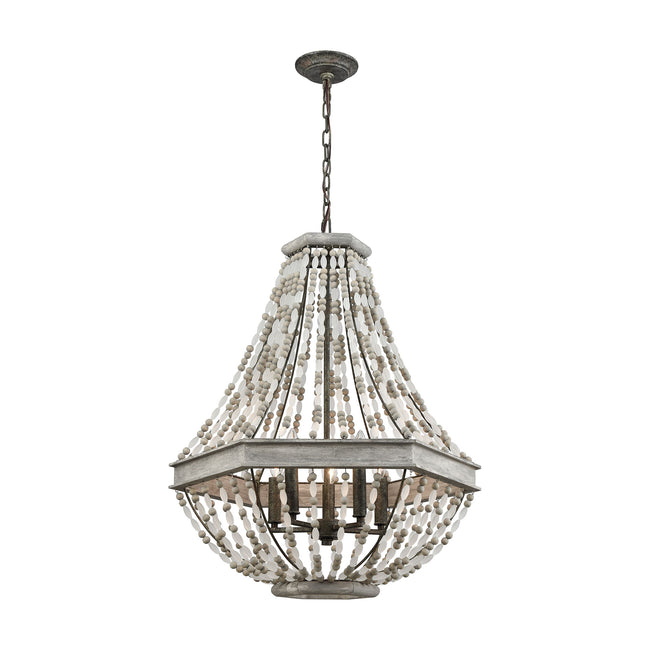 ELK Lighting 33194/5 - Summerton 24" Wide 5-Light Chandelier in Washed Gray and Malted Rust with Str