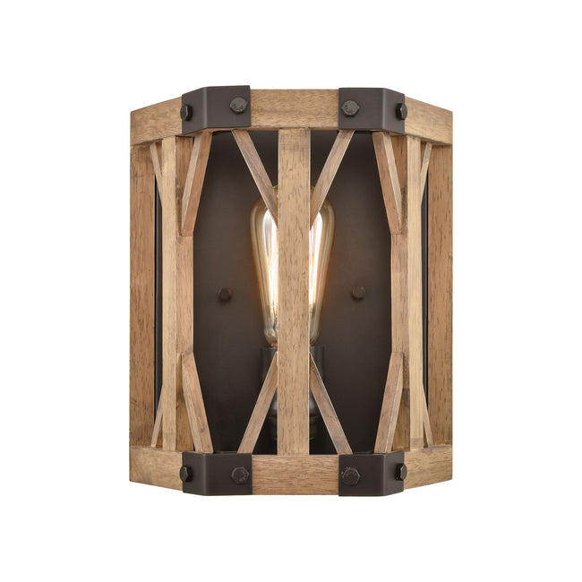 ELK Lighting 33320/1 - Structure 9" Wide 1-Light Sconce in Oil Rubbed Bronze and Natural Wood