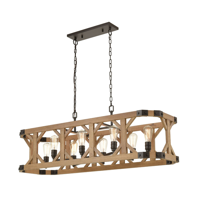 ELK Lighting 33324/8 - Structure 48" Wide 8-Light Island Light in Oil Rubbed Bronze and Natural Wood