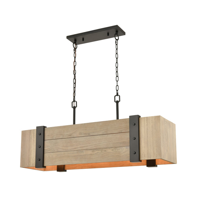 ELK Lighting 33386/5 - Wooden Crate 40" Wide 5-Light Island Light in Oil Rubbed Bronze with Slatted
