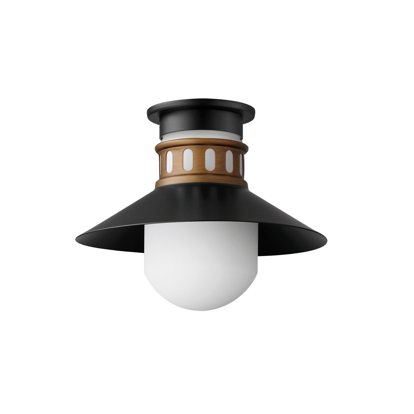 35120SWBKAB - Admiralty 12" Flush Mount Ceiling Light - Black / Antique Brass