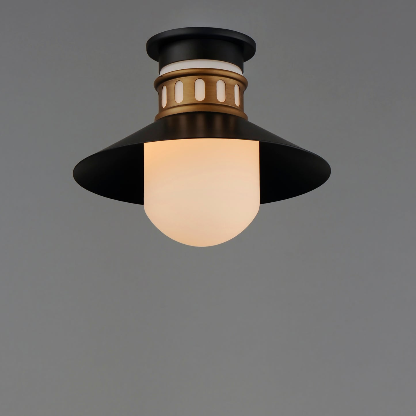 35120SWBKAB - Admiralty 12" Flush Mount Ceiling Light - Black / Antique Brass