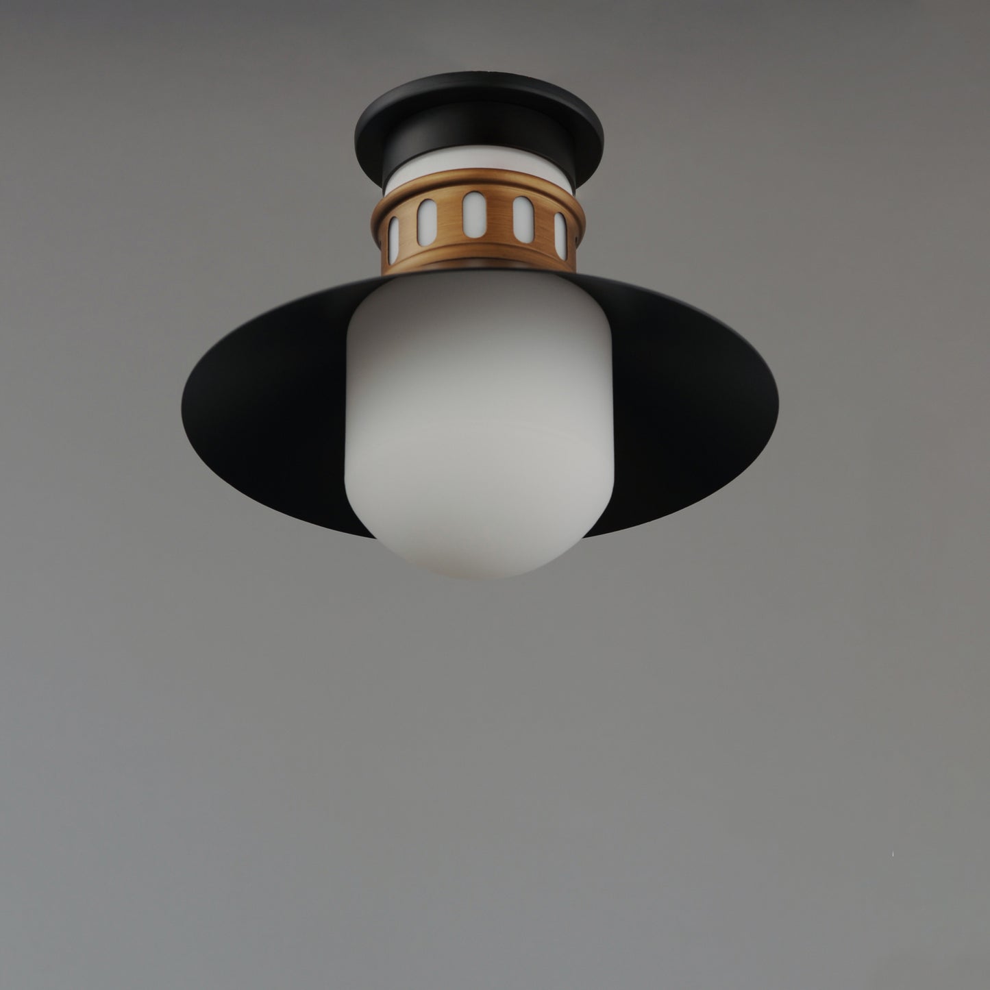 35120SWBKAB - Admiralty 12" Flush Mount Ceiling Light - Black / Antique Brass
