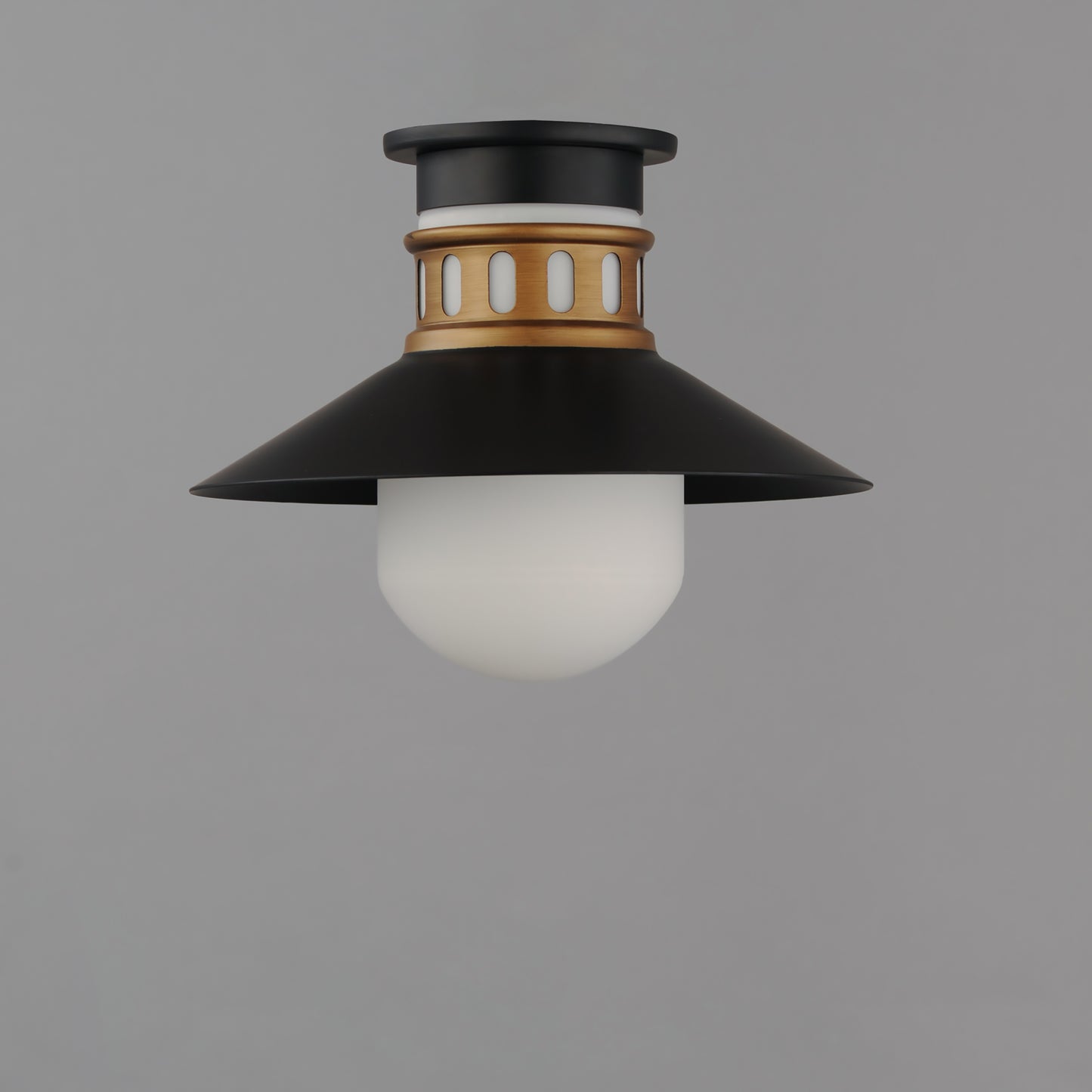 35120SWBKAB - Admiralty 12" Flush Mount Ceiling Light - Black / Antique Brass