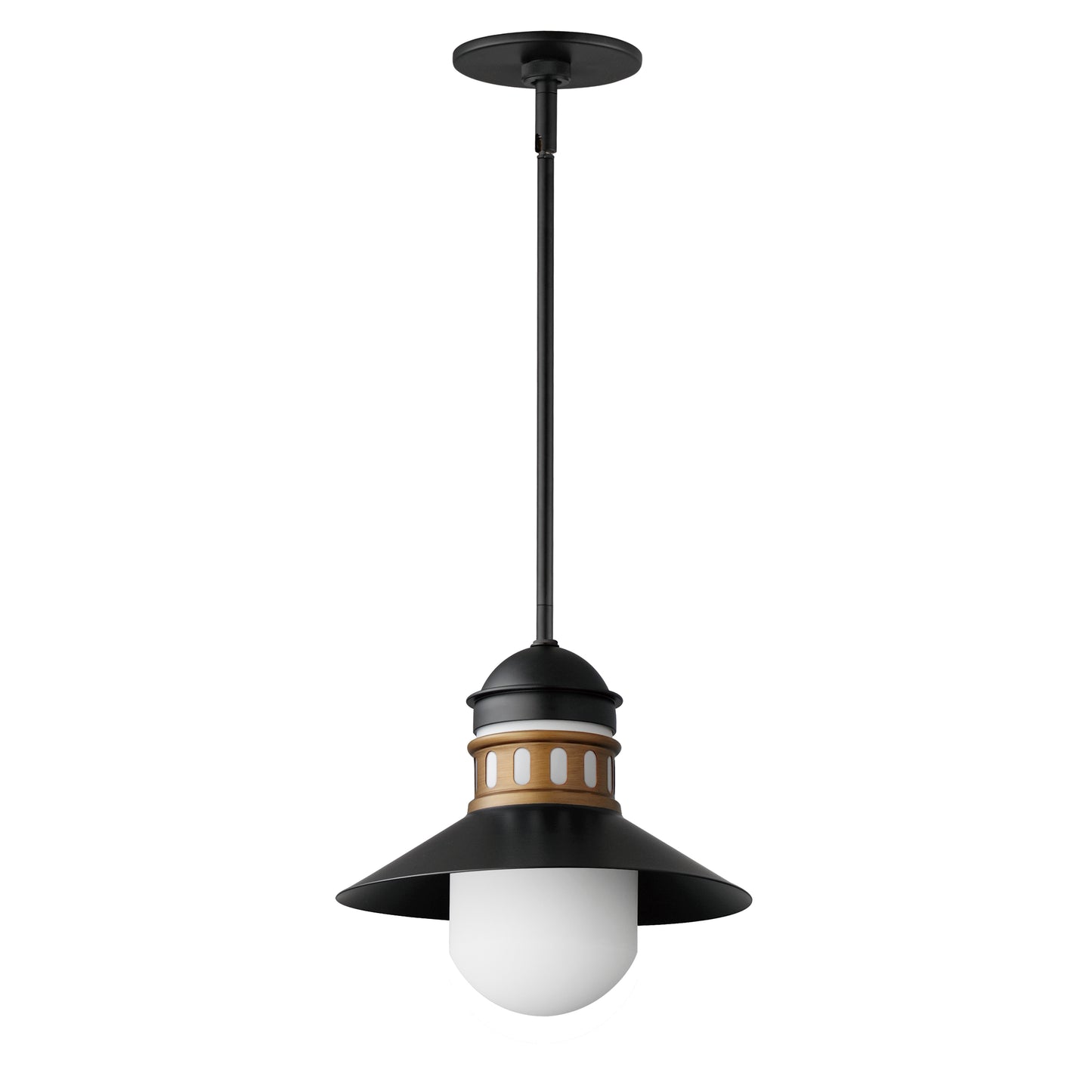 35121SWBKAB - 1 Light Admiralty 12" Pendant - Black / Antique Brass