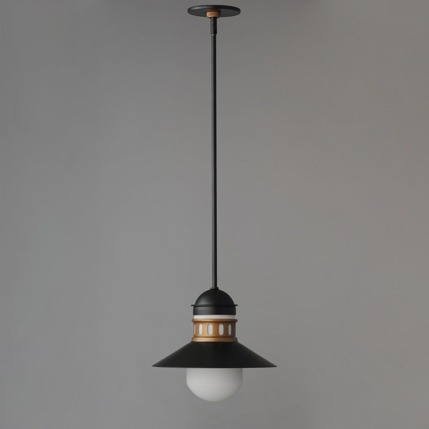 35121SWBKAB - 1 Light Admiralty 12" Pendant - Black / Antique Brass