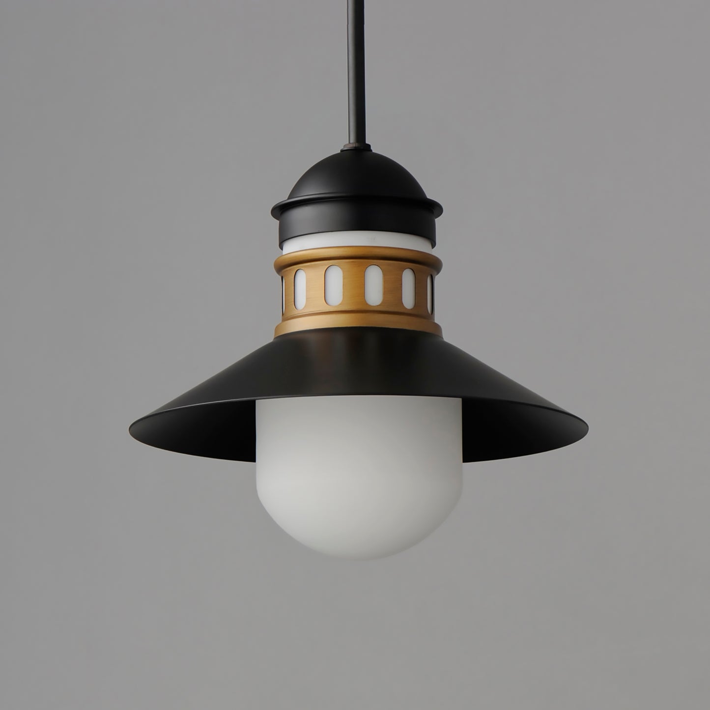 35121SWBKAB - 1 Light Admiralty 12" Pendant - Black / Antique Brass
