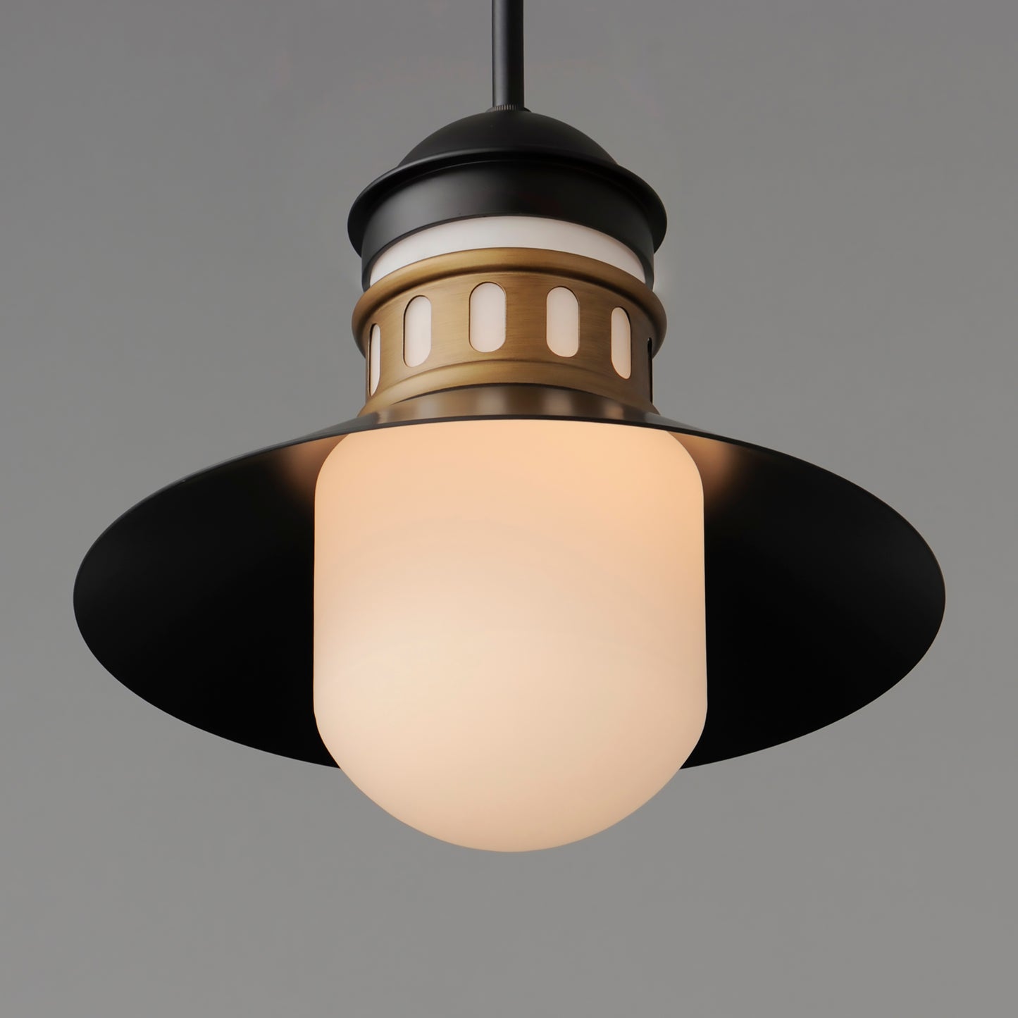 35121SWBKAB - 1 Light Admiralty 12" Pendant - Black / Antique Brass