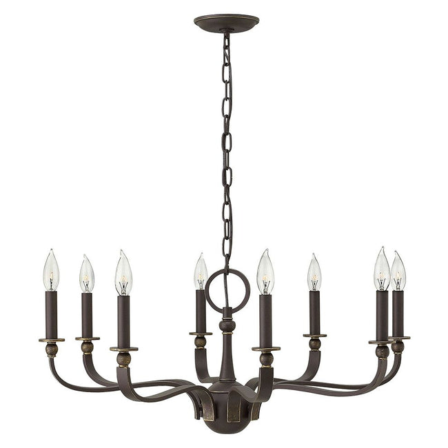 3598OZ - Rutherford Medium Single Tier 29*" Wide 8 Light Chandelier in Oil Rubbed Bronze
