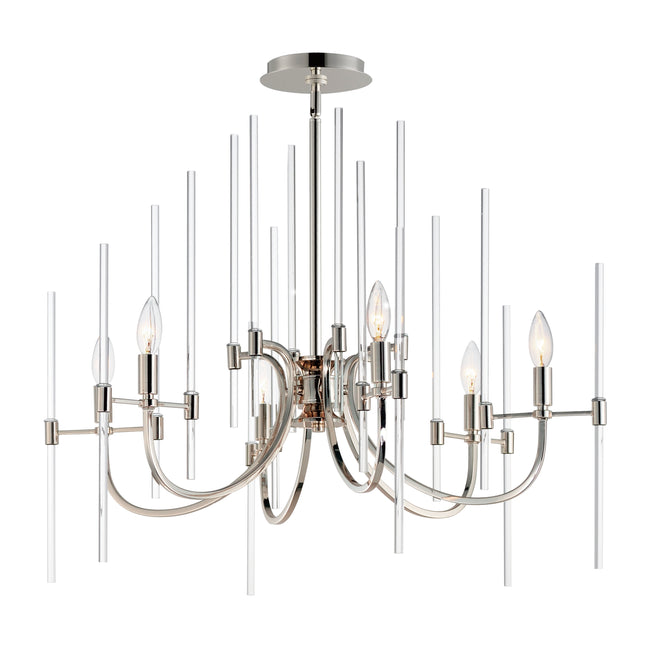 38407CLPN - 6 Light Divine 30" Chandelier - Polished Nickel