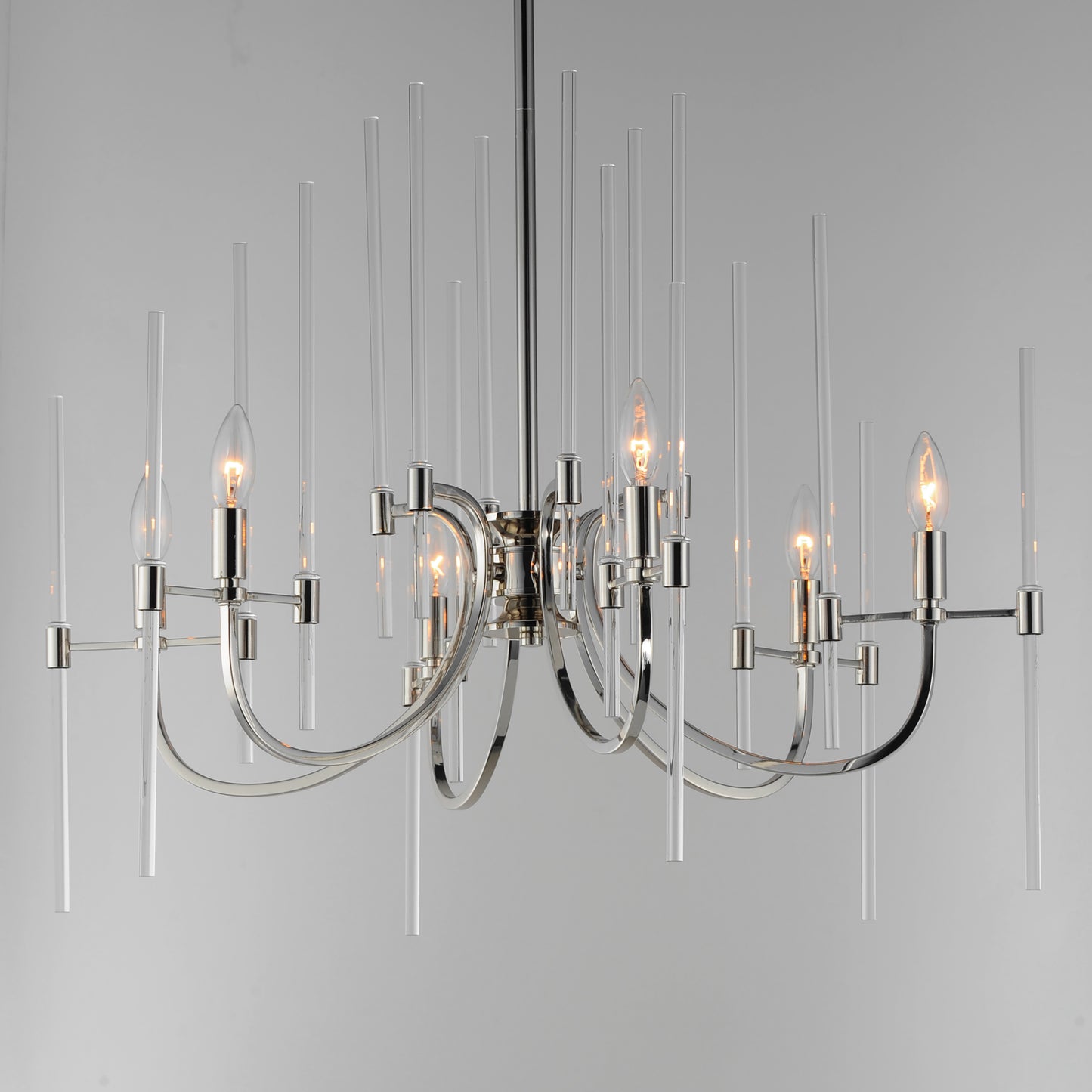 38407CLPN - 6 Light Divine 30" Chandelier - Polished Nickel