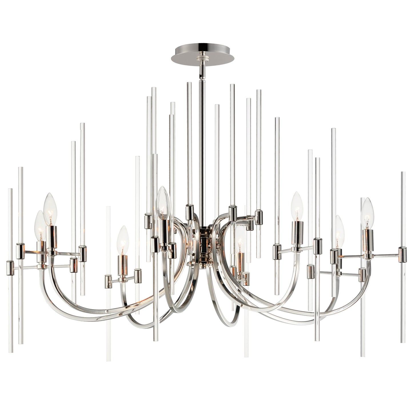 38408CLPN - 8 Light Divine 38" Chandelier - Polished Nickel