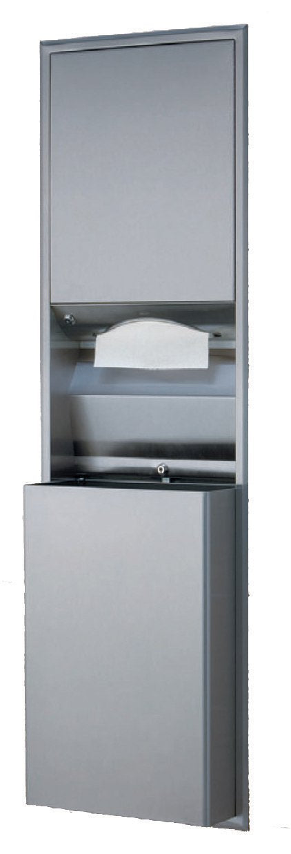 Bobrick 3942 - ClassicSeries Stainless Steel Semi-Recessed Convertible Paper Towel Dispenser/Waste R