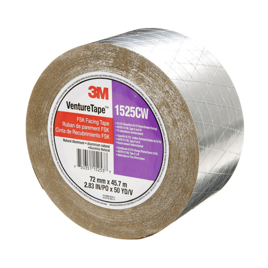 1525CW- VentureTape FSK Facing Tape - Silver, 3" x 50 Yds