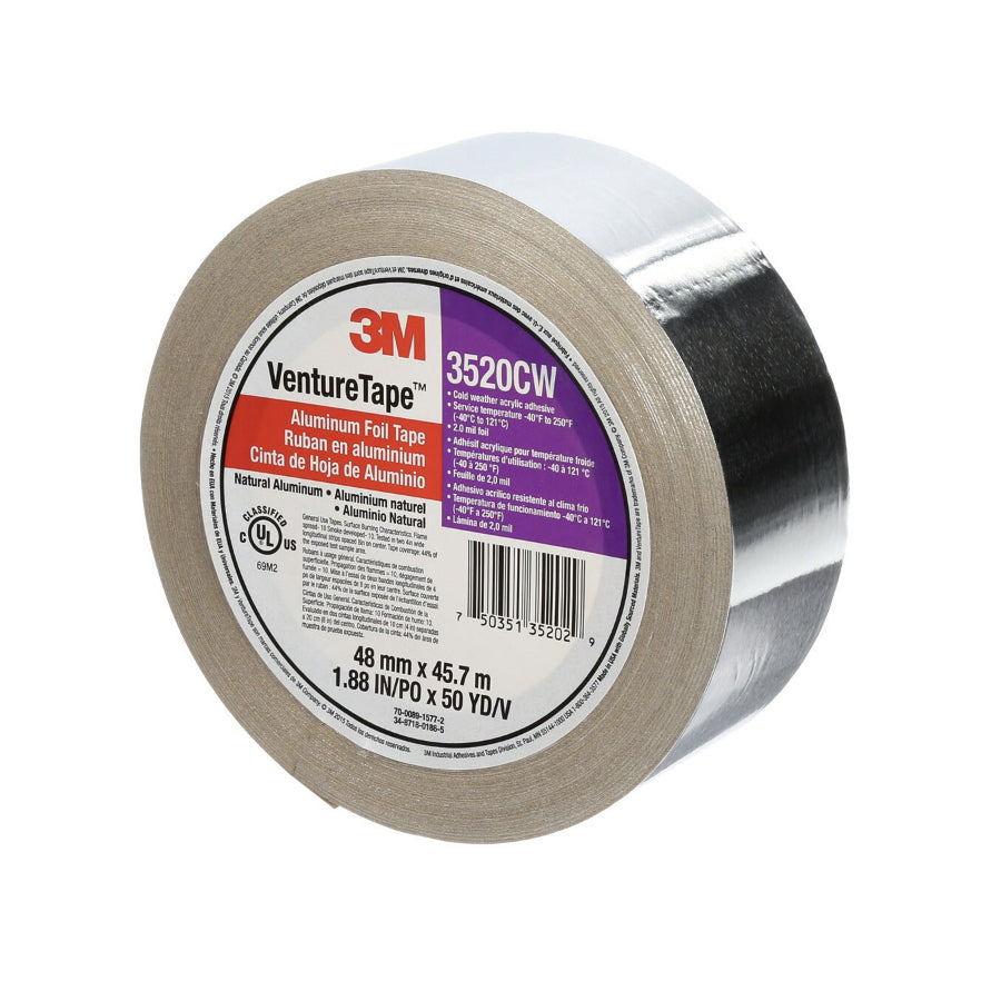 3520CW - VentureTape Aluminum Foil Tape - Silver, 3" x 50 Yds