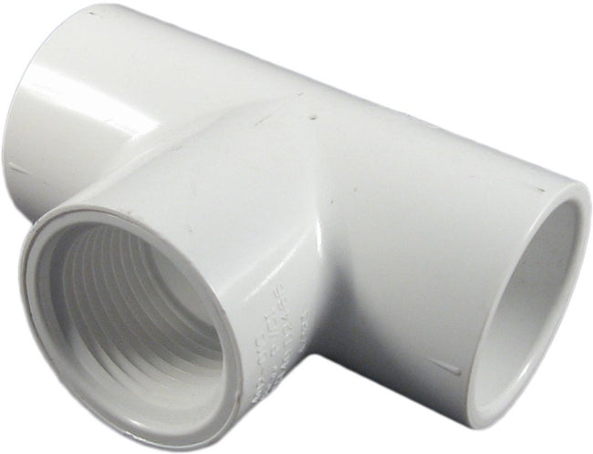 402-166 - 1-1/4" x 1-1/4" x 1/2" PVC Sch. 40 Threaded Tee (Socket x FIPT)