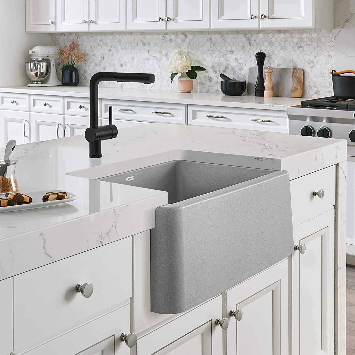 Ikon 27" Apron Front Farmhouse Kitchen Sink Single Bowl - Concrete Gray