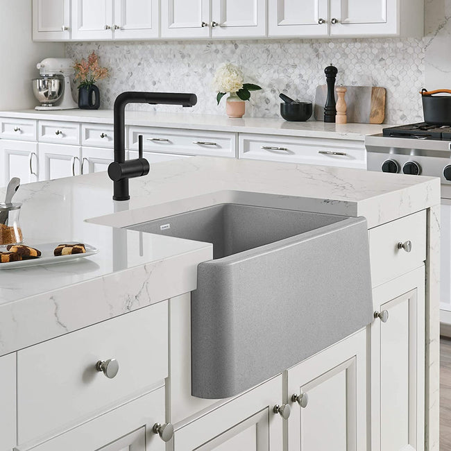 Ikon 27" Apron Front Farmhouse Kitchen Sink Single Bowl - Concrete Gray