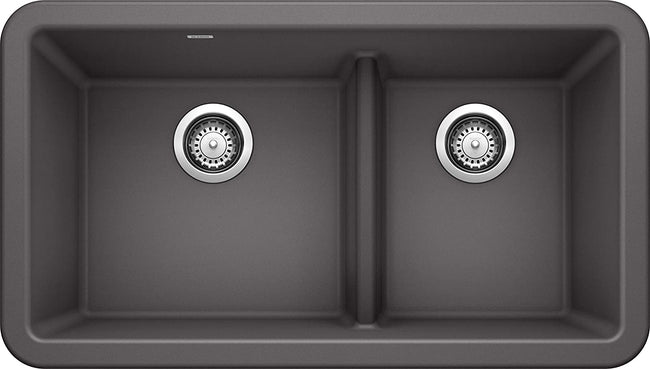 IKON 33" Apron Kitchen Sink Low Divide -Cinder