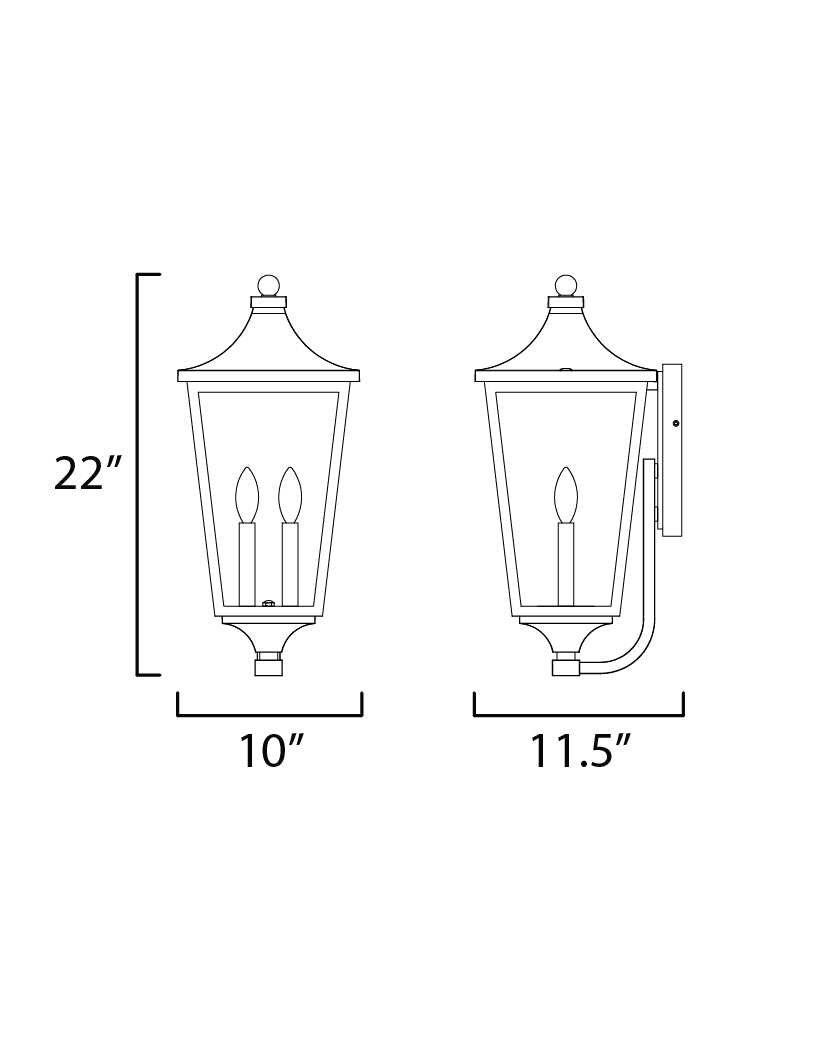 40235CLBK - Sutton Place VX 22" Outdoor Wall Sconce - Black