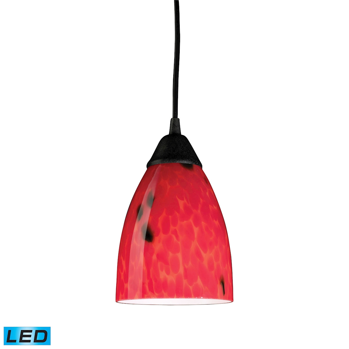 ELK Lighting 406-1FR-LED - Classico 5" Wide 1-Light Mini Pendant in Dark Rust with Fire Red Glass -
