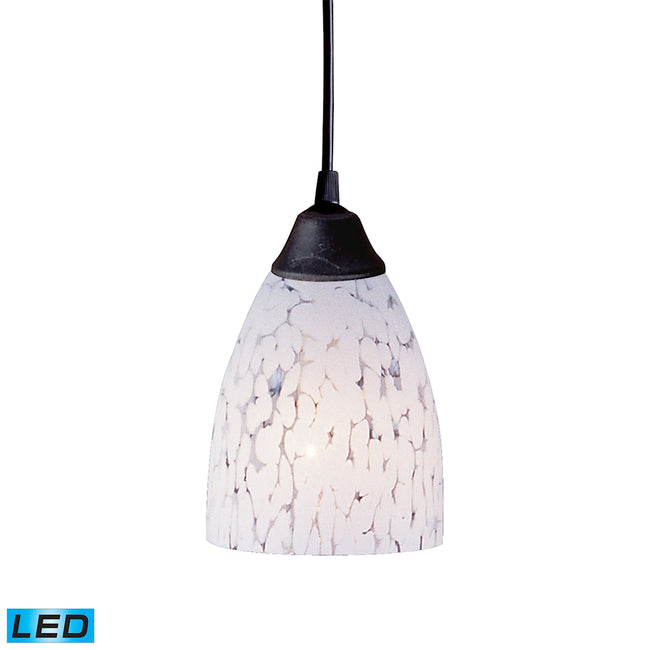 ELK Lighting 406-1SW-LED - Classico 5" White 1-Light Mini Pendant in Dark Rust with Snow White Glass