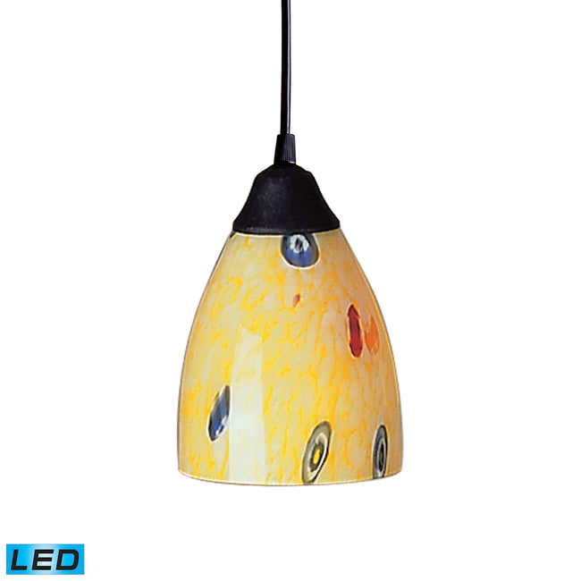 ELK Lighting 406-1YW-LED - Classico 5" Wide 1-Light Mini Pendant in Dark Rust with Yellow Blaze Glas