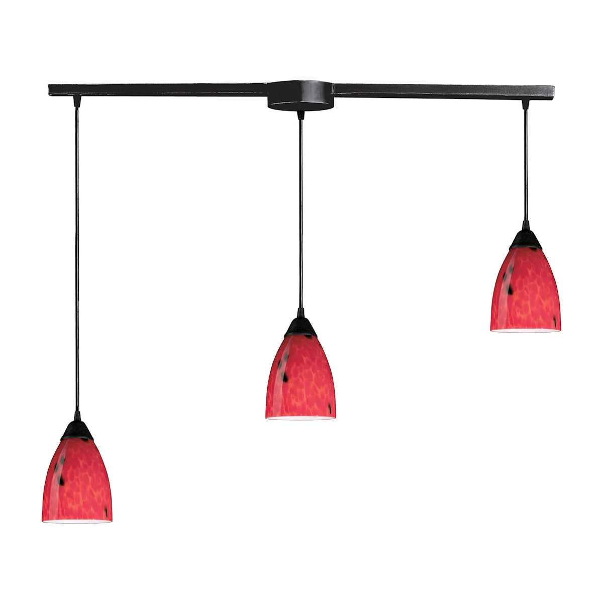 ELK Lighting 406-3L-FR - Classico 5" Wide 3-Light Linear Pendant Fixture in Dark Rust with Fire Red