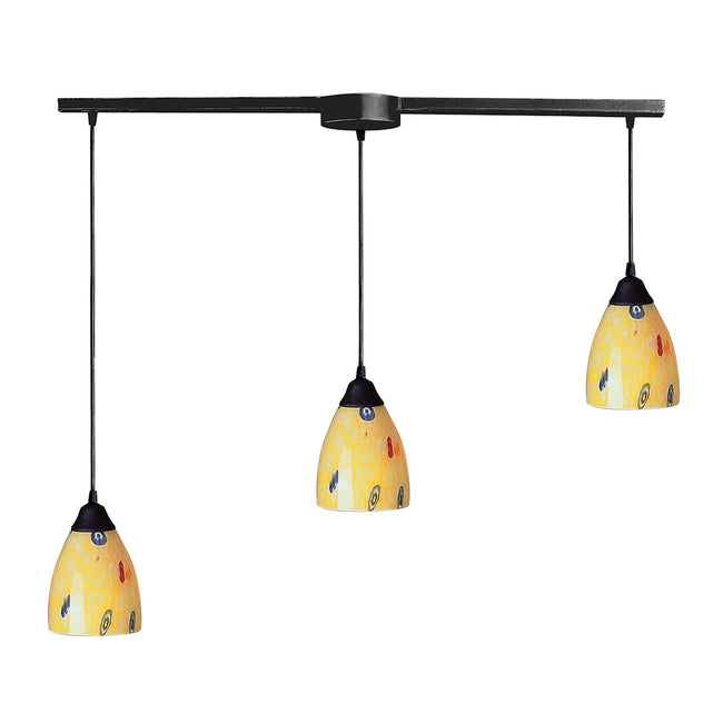 ELK Lighting 406-3L-YW - Classico 5" Wide 3-Light Linear Pendant Fixture in Dark Rust with Yellow Bl