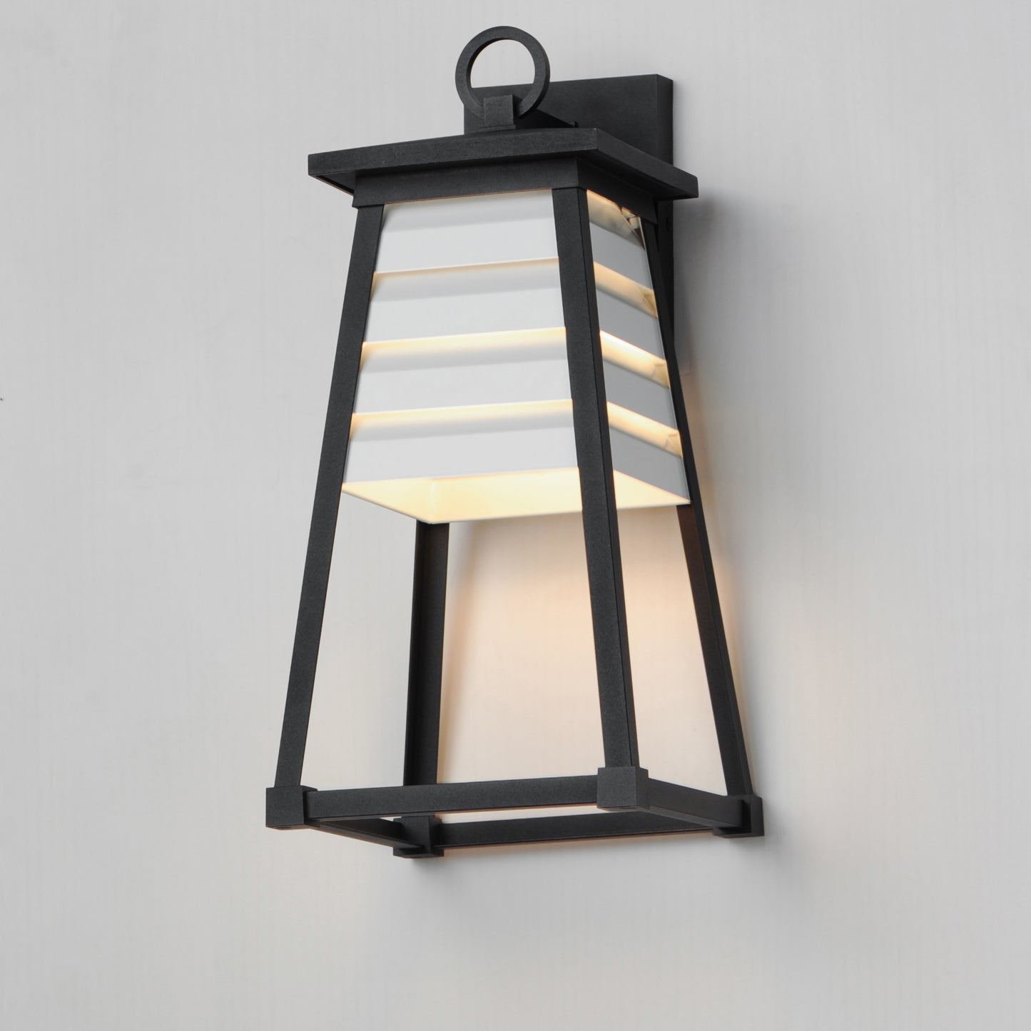 40634WTBK - Shutters 18" Outdoor Wall Sconce - White / Black