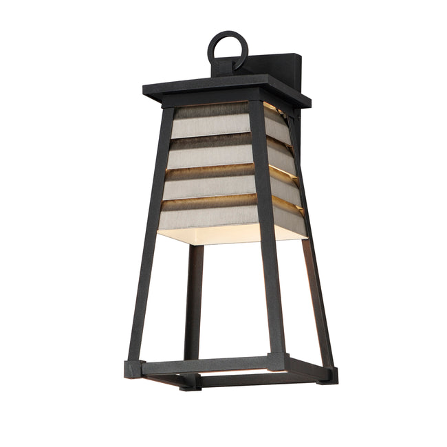 40634WZBK - Shutters 18" Outdoor Wall Sconce - Weathered Zinc/Black