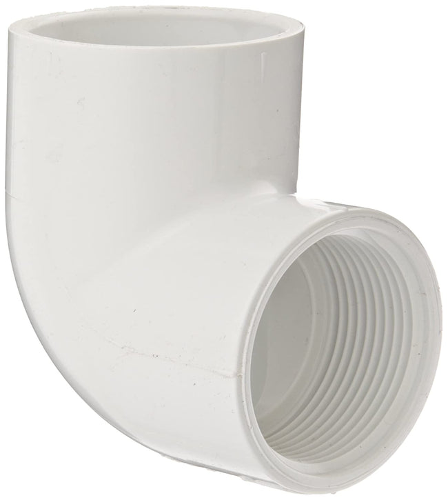 407-010 - PVC Pipe Fitting, 90 Degree Elbow, Schedule 40, White, 1" Socket x NPT Female