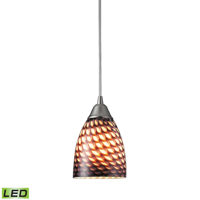 ELK Lighting 416-1C-LED - Arco Baleno 5" Wide 1-Light Mini Pendant in Satin Nickel with Coco Glass -