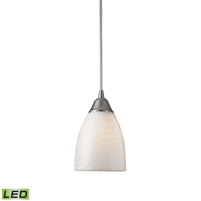 ELK Lighting 416-1WS-LED - Arco Baleno 5" Wide 1-Light Mini Pendant in Satin Nickel with White Swirl