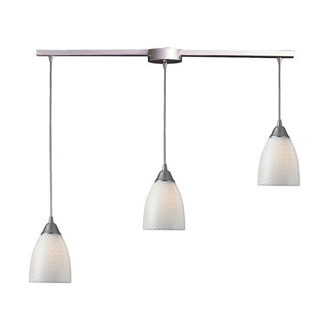ELK Lighting 416-3L-WS - Arco Baleno 5" Wide 3-Light Linear Pendant Fixture in Satin Nickel with Whi