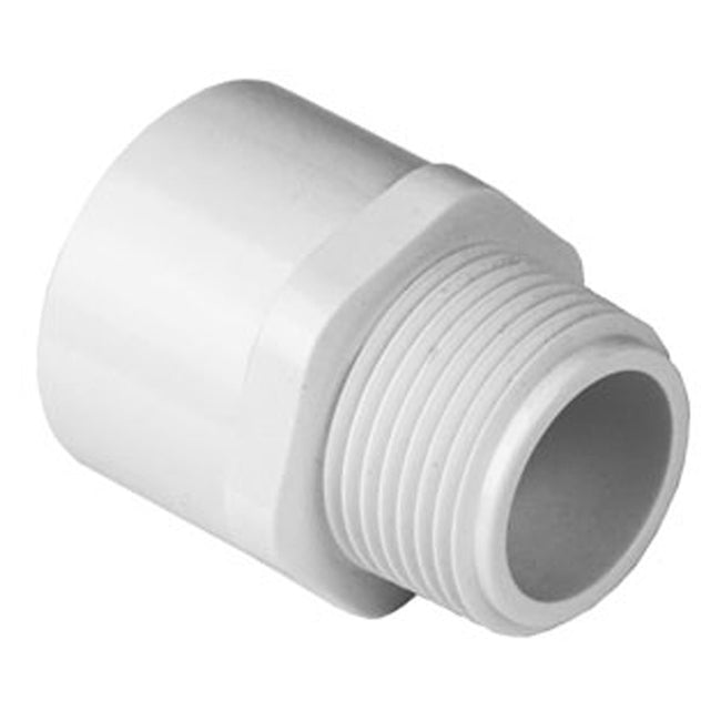 436-012 - 1-1/4" PVC Pipe Fitting, Adapter, Schedule 40, White, NPT Male x Socket