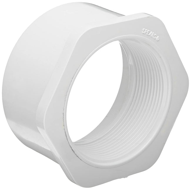 438-292 - PVC Pipe Fitting, Bushing, Schedule 40, White, 2-1/2" Spigot x 2" NPT Female