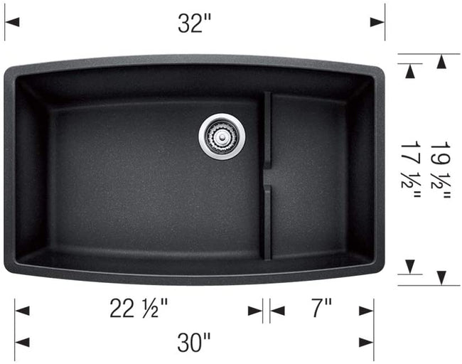Performa Cascade Undermount Kitchen Sink with Colander- Anthracite