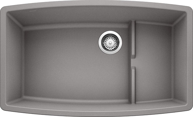 Performa Cascade Undermount Kitchen Sink with Colander- Metallic Gray
