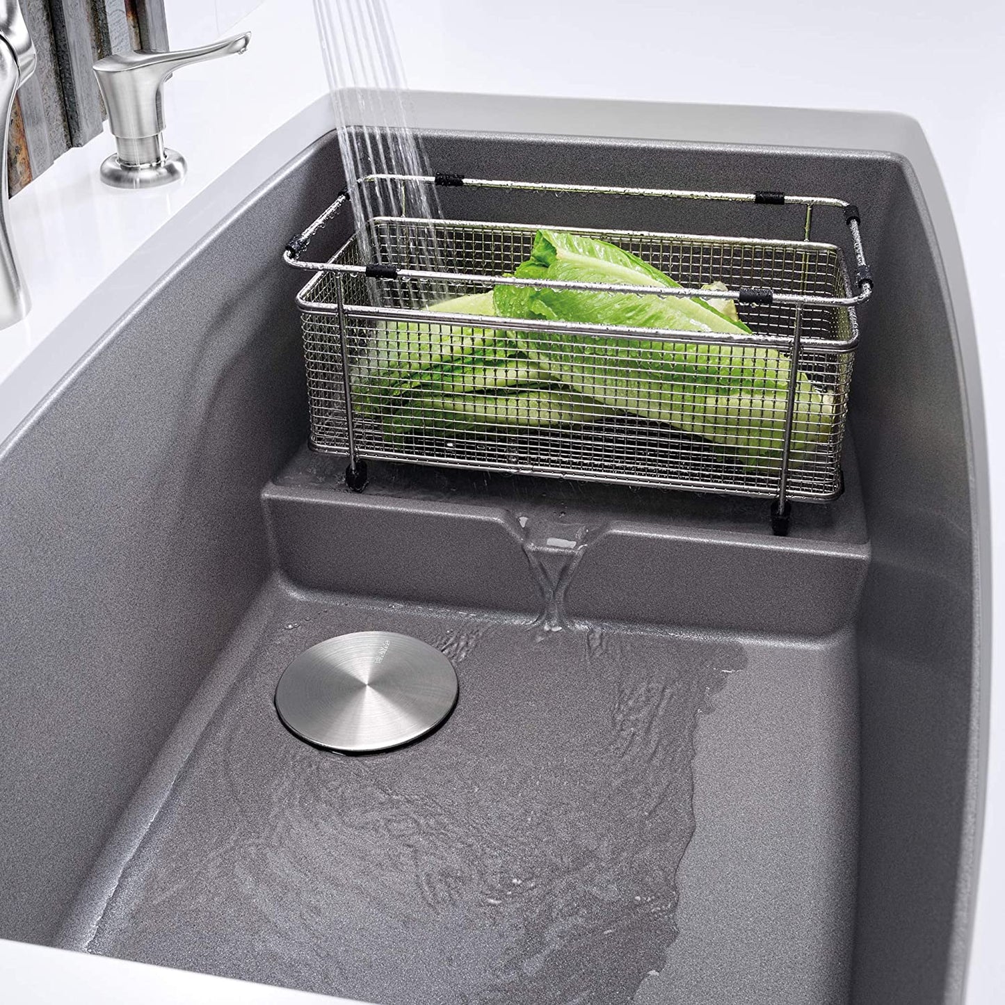 Performa Cascade Undermount Kitchen Sink with Colander- Metallic Gray